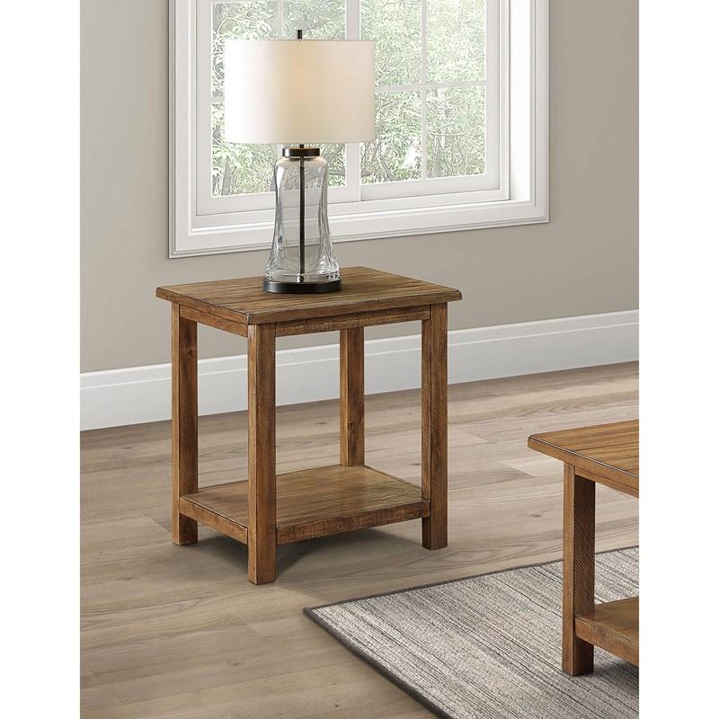 Large Picture of Coaster Furniture Payne 710546 Wood End Table with Shelf - Distressed Brown