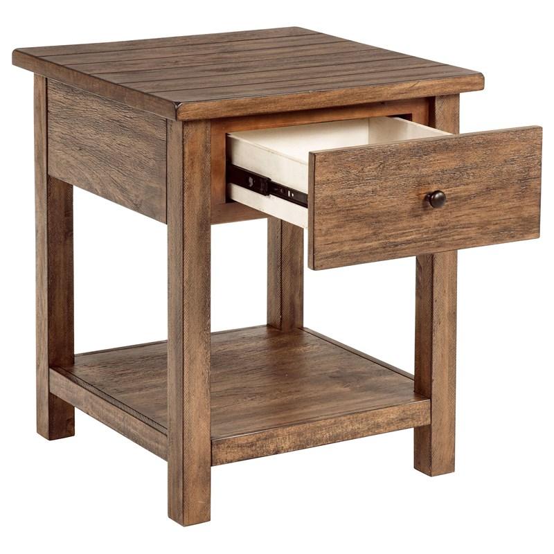 Large Picture of Coaster Furniture Payne 710547 1-Drawer Wood End Table with Shelf - Distressed Brown