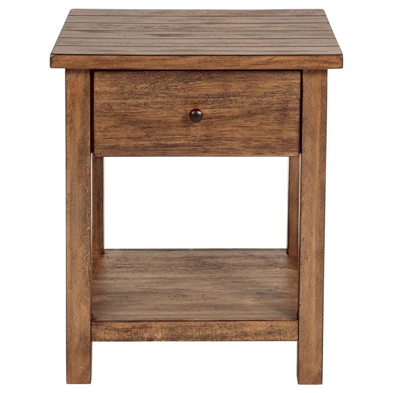 Large Picture of Coaster Furniture Payne 710547 1-Drawer Wood End Table with Shelf - Distressed Brown