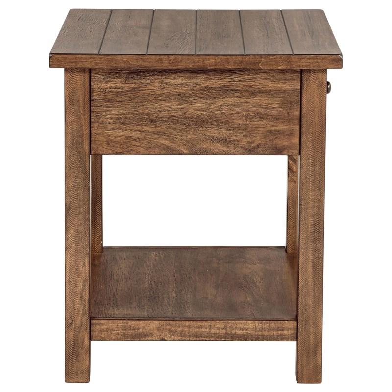 Large Picture of Coaster Furniture Payne 710547 1-Drawer Wood End Table with Shelf - Distressed Brown