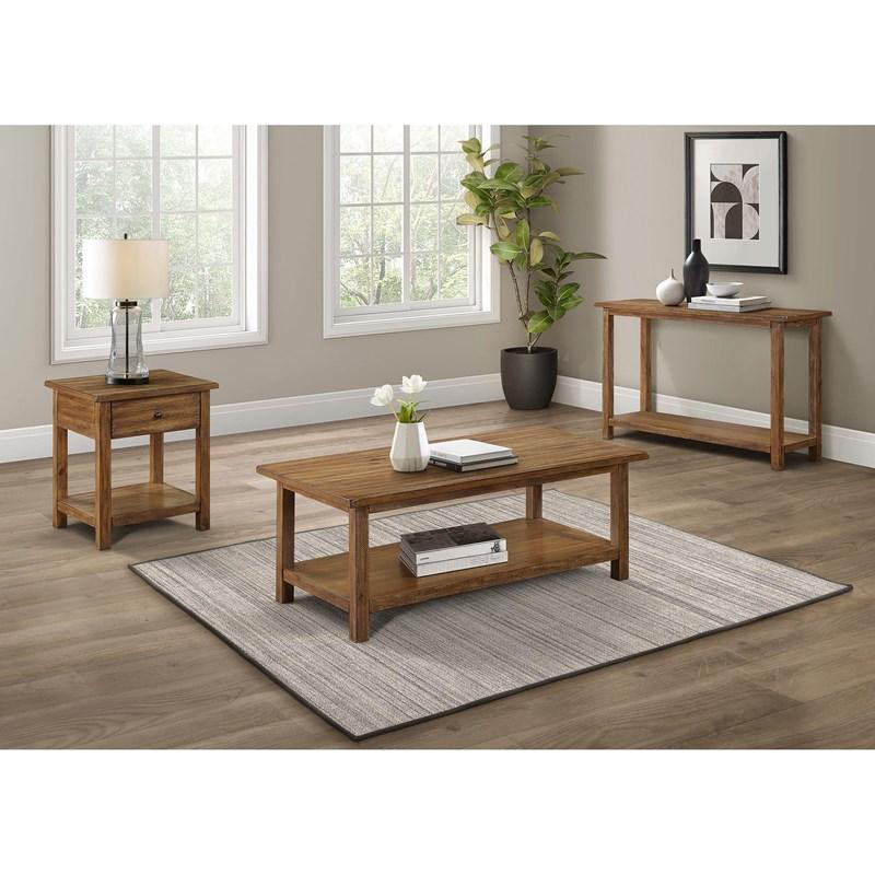 Large Picture of Coaster Furniture Payne 710547 1-Drawer Wood End Table with Shelf - Distressed Brown