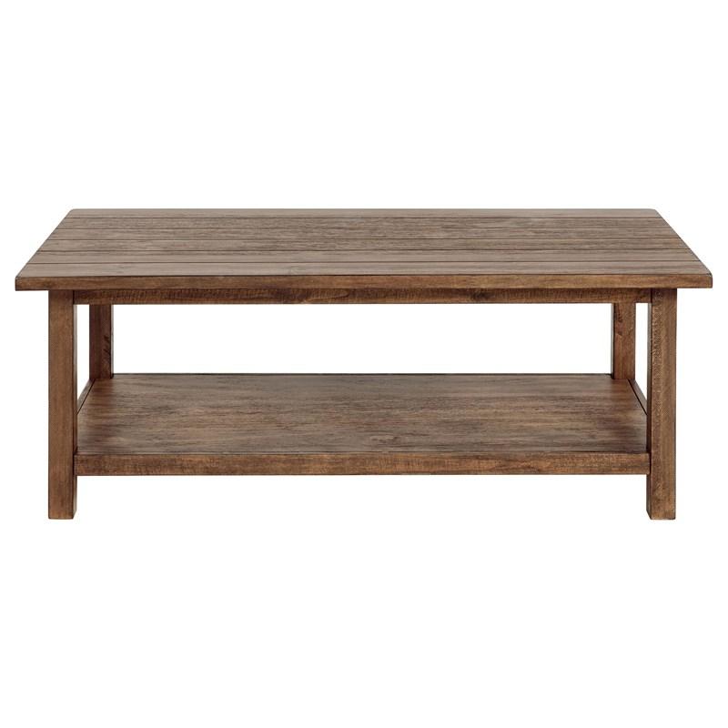 Large Picture of Coaster Furniture Payne 710548 Wood Coffee Table with Shelf - Distressed Brown