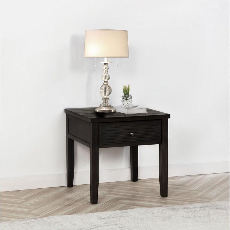 Large Picture of Coaster Furniture Concord 710577 1-Drawer Square End Table - Distressed Java