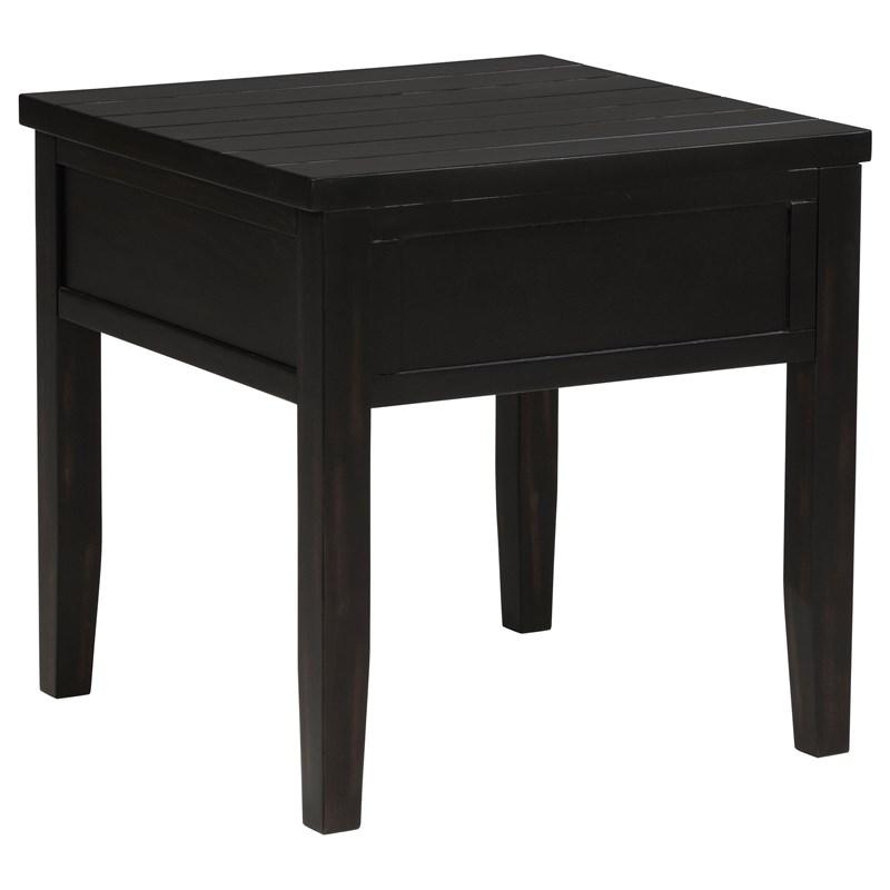 Large Picture of Coaster Furniture Concord 710577 1-Drawer Square End Table - Distressed Java