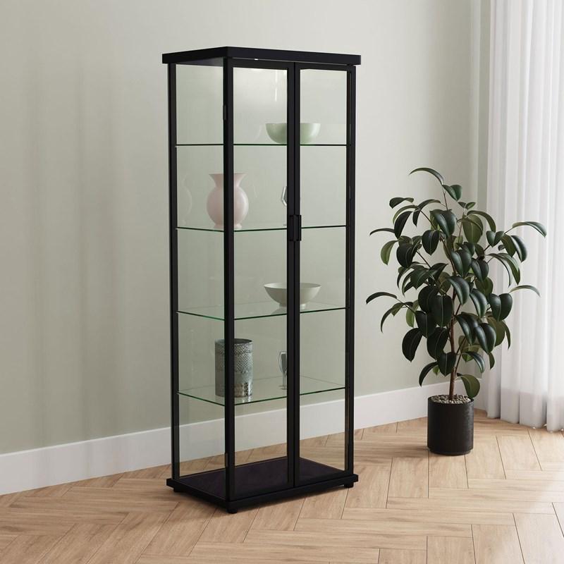 Large Picture of Coaster Furniture Aero 950400 4-shelf Display Curio Cabinet with LED Lighting - Black