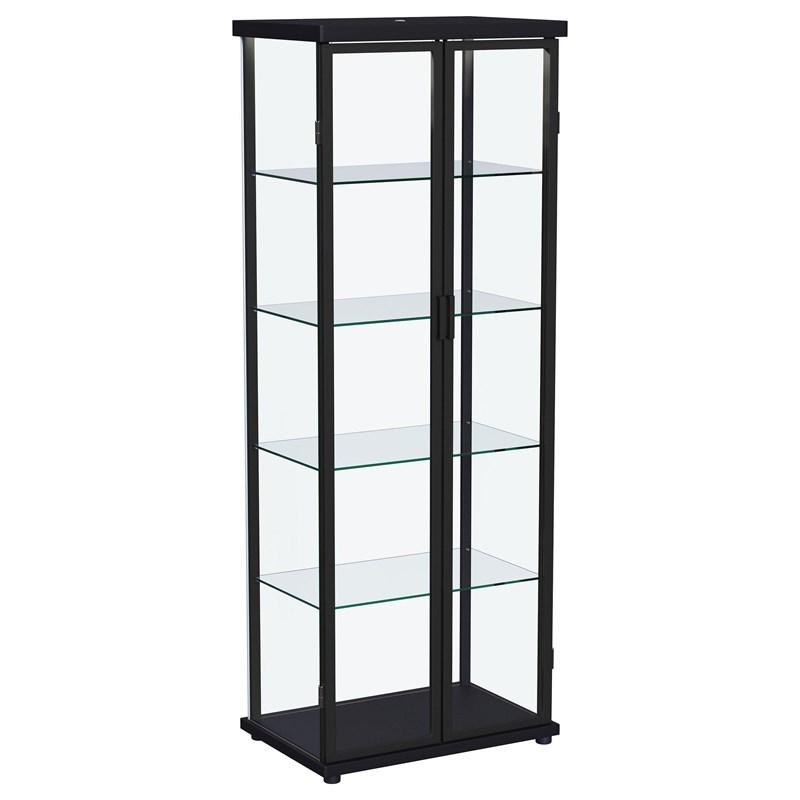 Large Picture of Coaster Furniture Aero 950400 4-shelf Display Curio Cabinet with LED Lighting - Black
