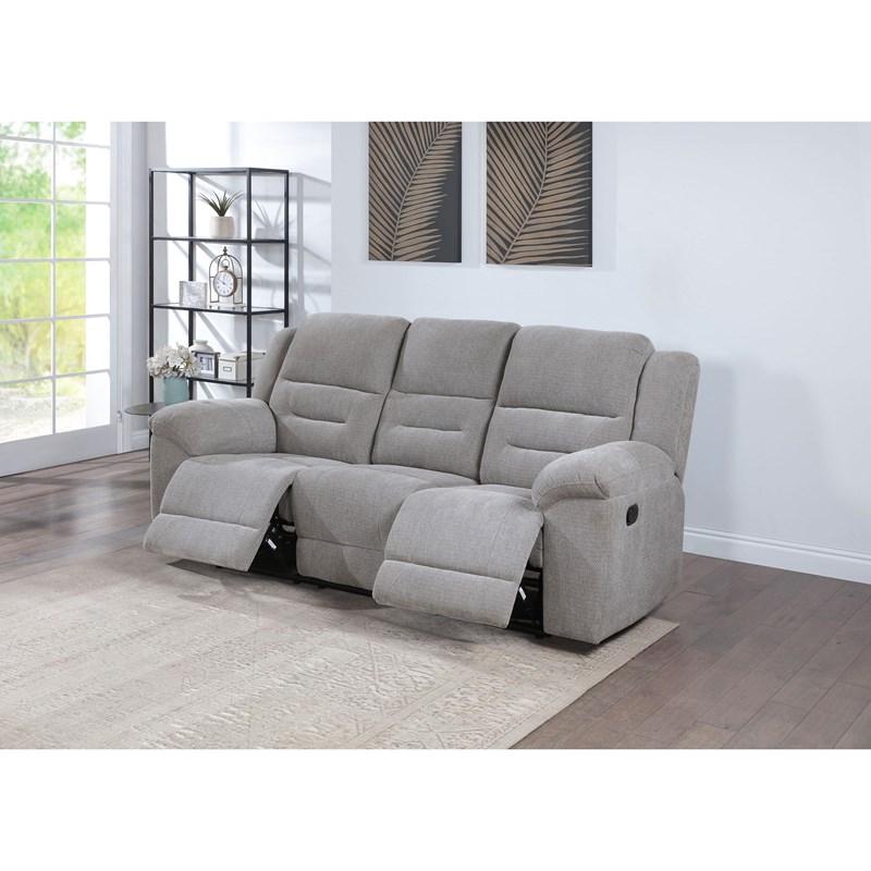 Large Picture of Coaster Furniture Gilson 602551 Chenille Upholstered Reclining Sofa - Grey