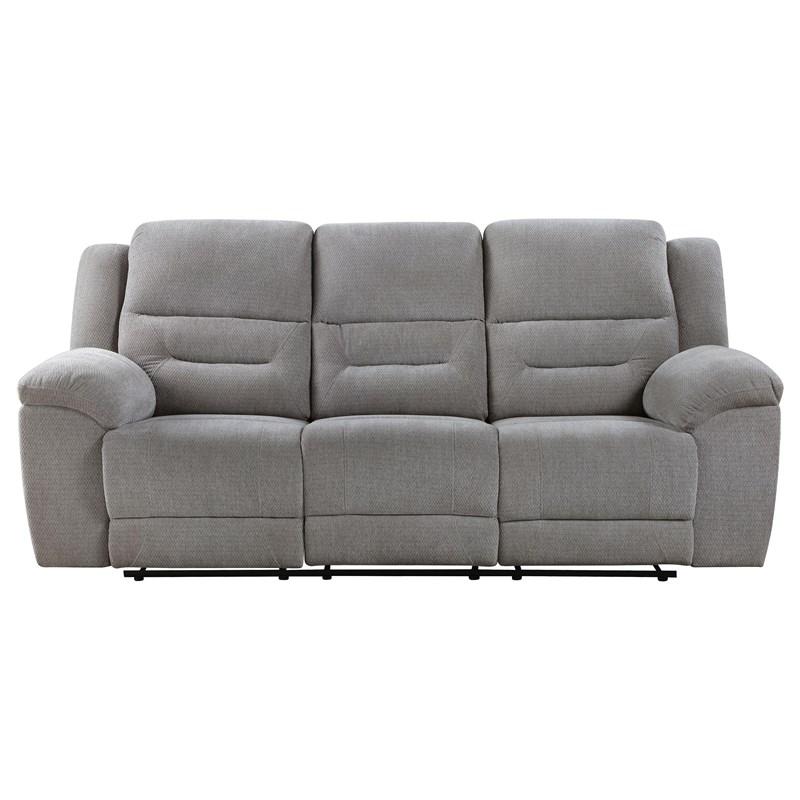 Large Picture of Coaster Furniture Gilson 602551 Chenille Upholstered Reclining Sofa - Grey