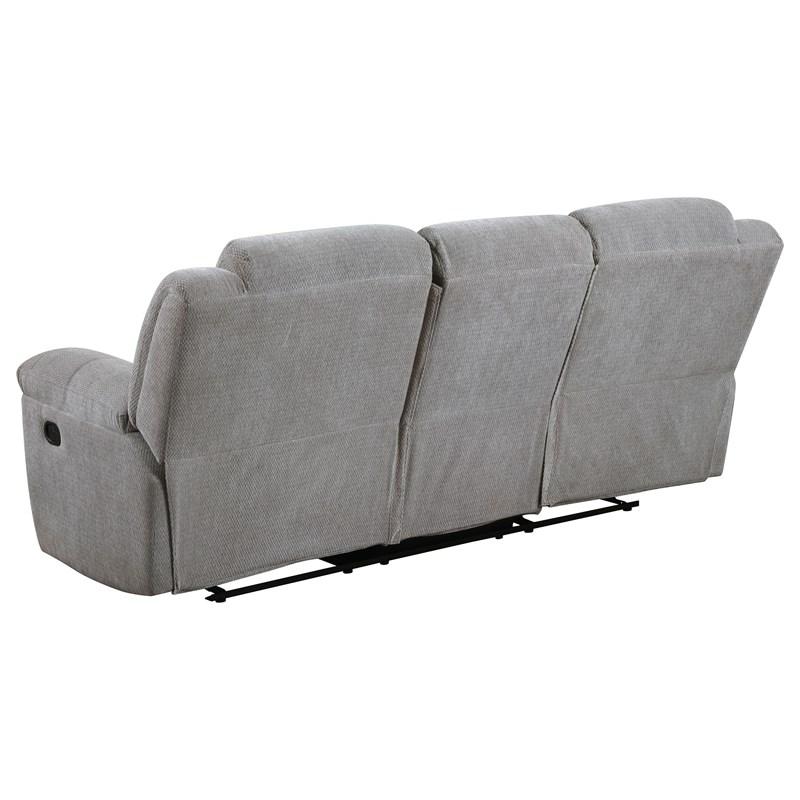 Large Picture of Coaster Furniture Gilson 602551 Chenille Upholstered Reclining Sofa - Grey