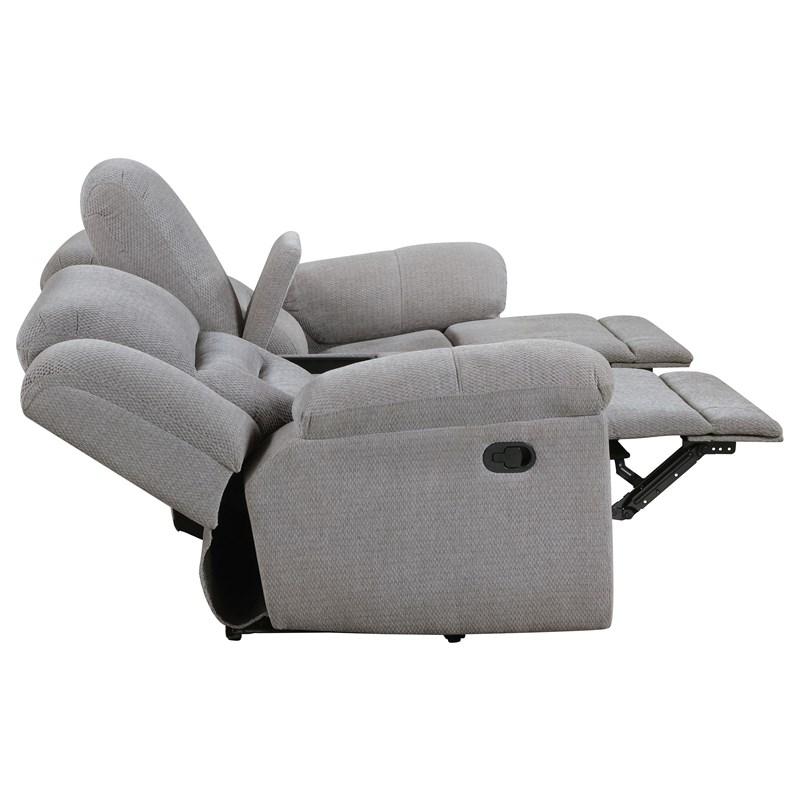Large Picture of Coaster Furniture Gilson 602552 Chenille Upholstered Reclining Loveseat - Grey