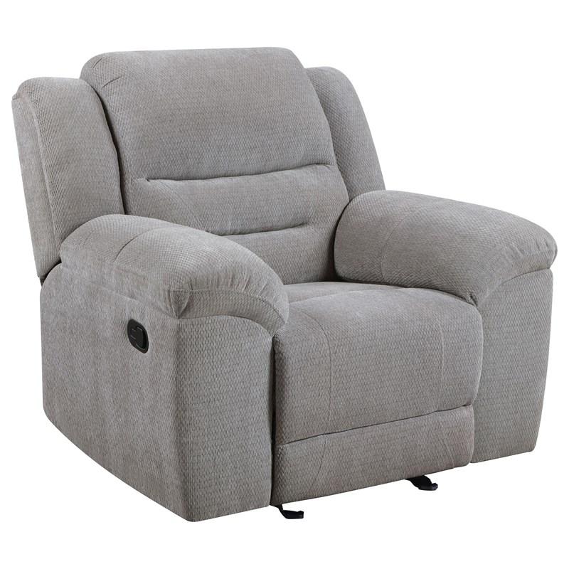 Coaster Furniture Gilson 602553 Chenille Upholstered Glider Recliner Chair - Grey