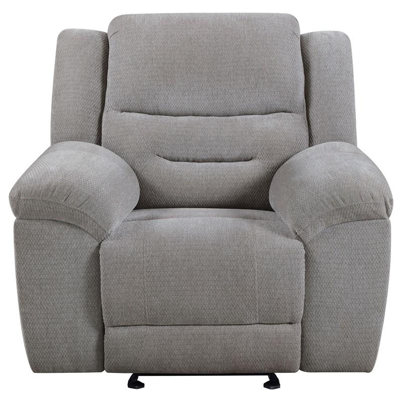 Large Picture of Coaster Furniture Gilson 602553 Chenille Upholstered Glider Recliner Chair - Grey