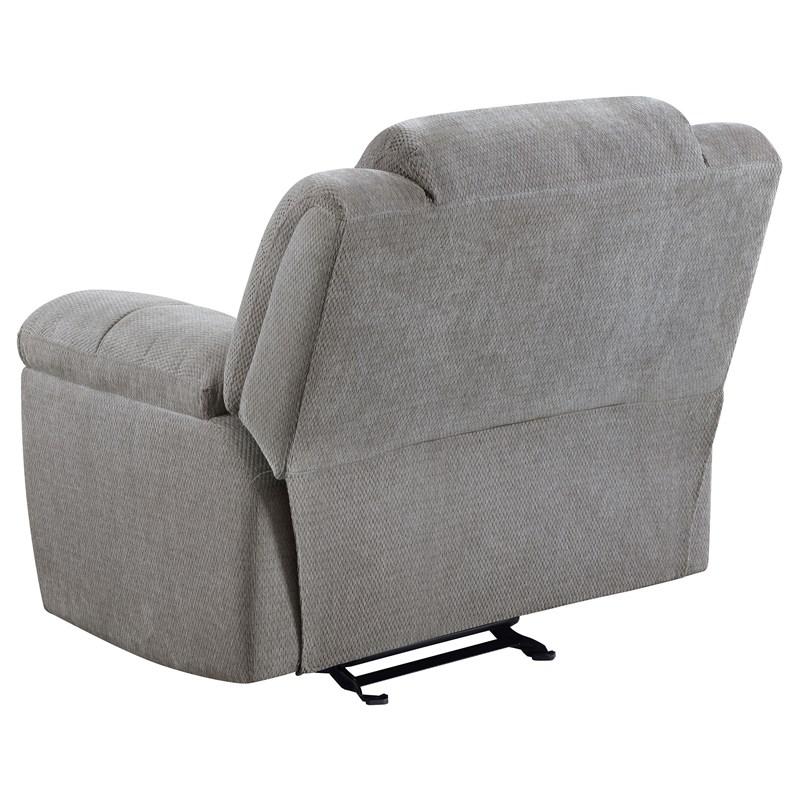 Large Picture of Coaster Furniture Gilson 602553 Chenille Upholstered Glider Recliner Chair - Grey