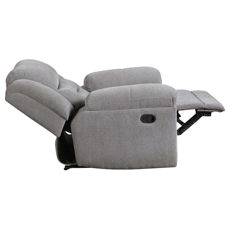 Large Picture of Coaster Furniture Gilson 602553 Chenille Upholstered Glider Recliner Chair - Grey