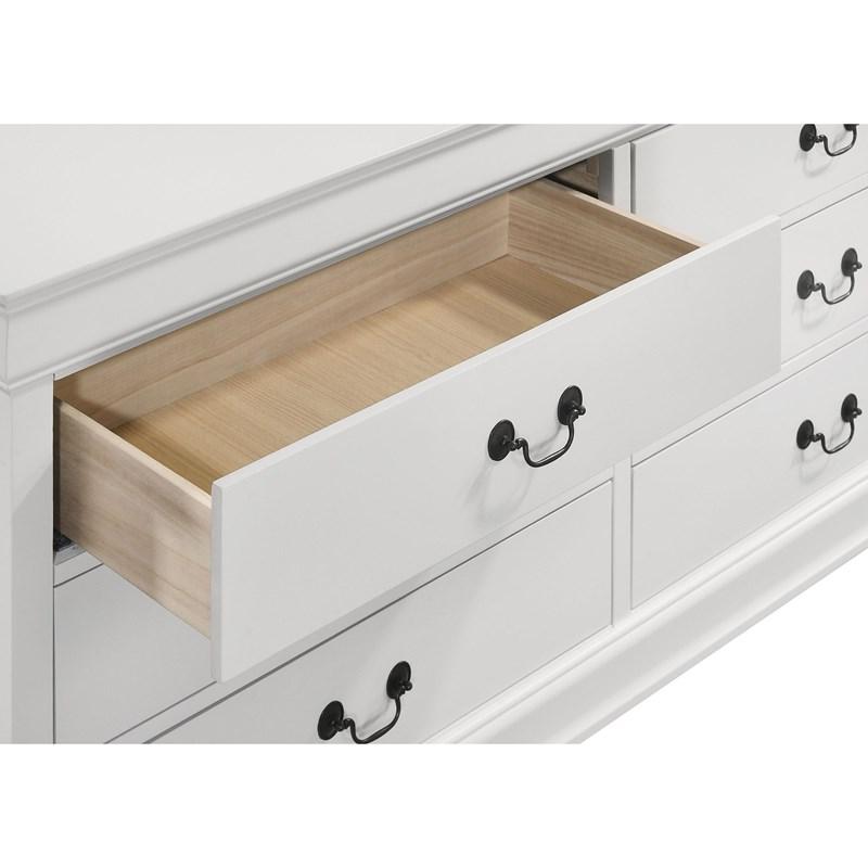 Large Picture of Coaster Furniture Louis Philippe 202443M 6-Drawer Dresser and Mirror - White