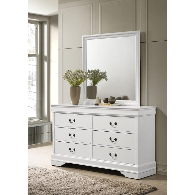 Large Picture of Coaster Furniture Louis Philippe 202443M 6-Drawer Dresser and Mirror - White