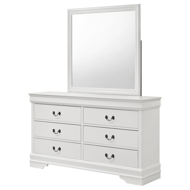 Large Picture of Coaster Furniture Louis Philippe 202443M 6-Drawer Dresser and Mirror - White