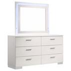 Coaster Furniture Felicity 203503ML 6-Drawer Dresser with LED Mirror - White High Gloss