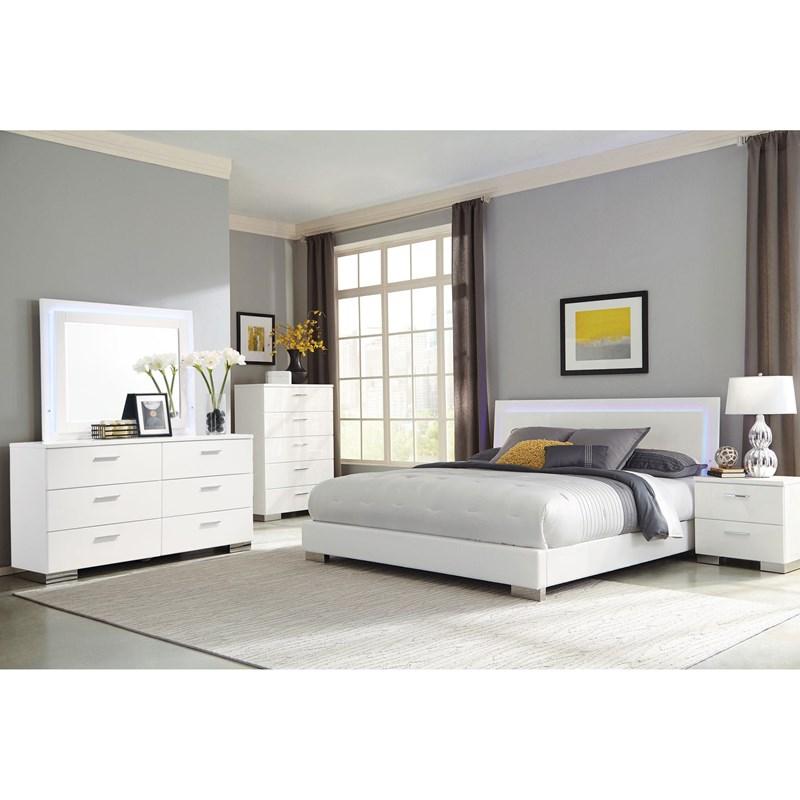 Large Picture of Coaster Furniture Felicity 203503ML 6-Drawer Dresser with LED Mirror - White High Gloss