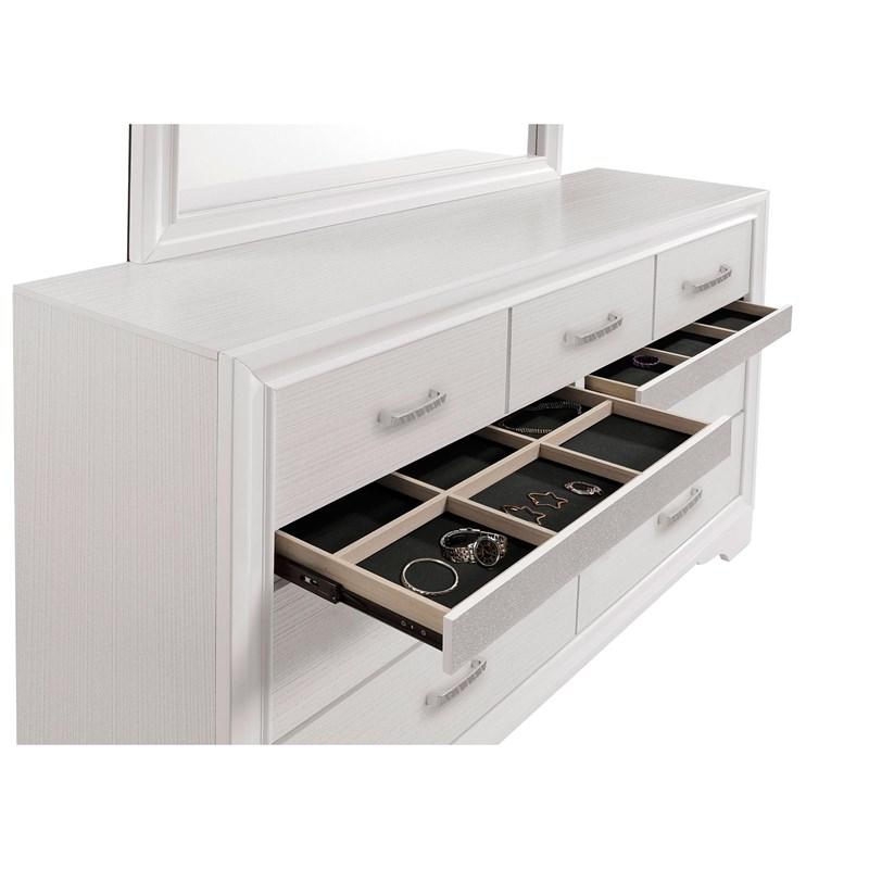 Large Picture of Coaster Furniture Miranda 205113M 7-Drawer Dresser with Mirror - White