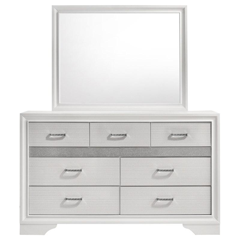 Large Picture of Coaster Furniture Miranda 205113M 7-Drawer Dresser with Mirror - White