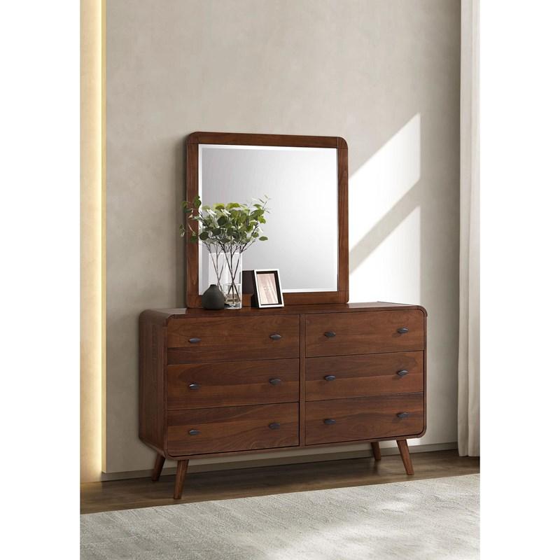 Large Picture of Coaster Furniture Robyn 205133M 6-Drawer Dresser with Mirror - Dark Walnut