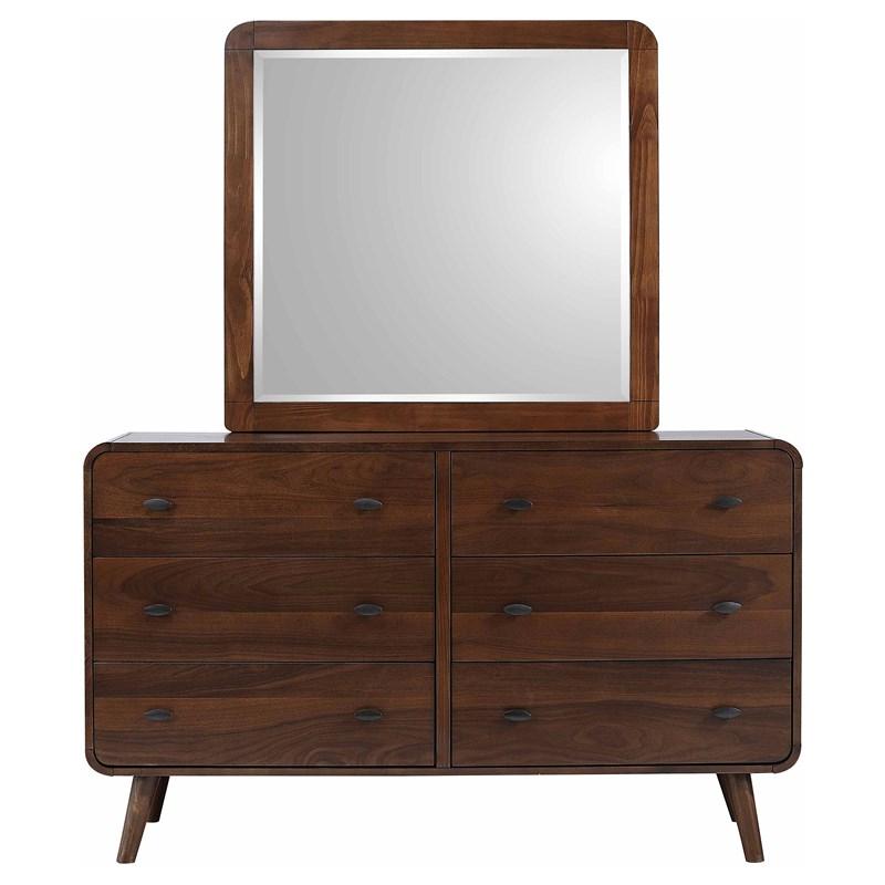 Large Picture of Coaster Furniture Robyn 205133M 6-Drawer Dresser with Mirror - Dark Walnut