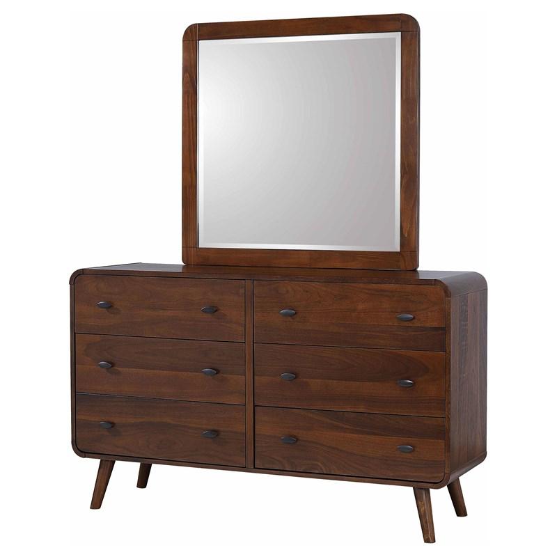 Large Picture of Coaster Furniture Robyn 205133M 6-Drawer Dresser with Mirror - Dark Walnut