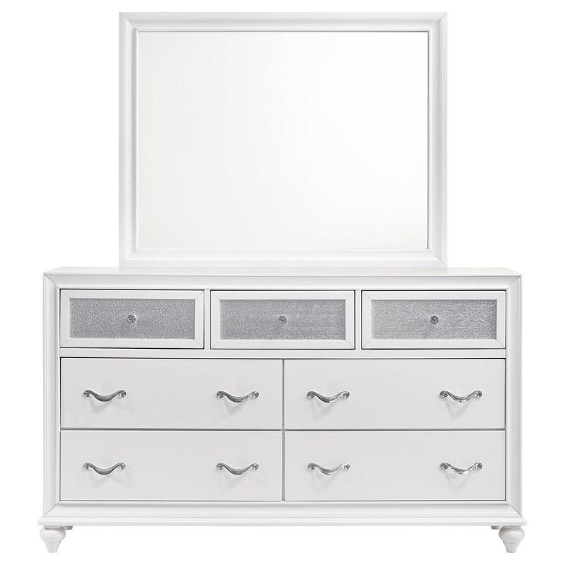 Large Picture of Coaster Furniture Barzini 205893M 7-Drawer Dresser with Mirror - White