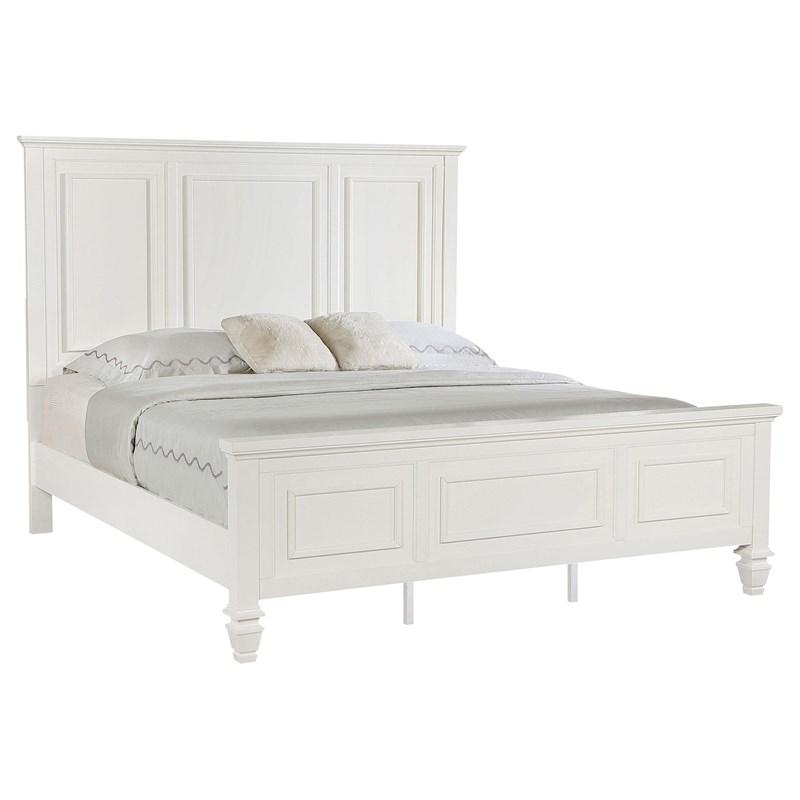 Large Picture of Coaster Furniture Sandy Beach 201301KEN 63-inch Eastern King Wood Panel Bed - Cream White