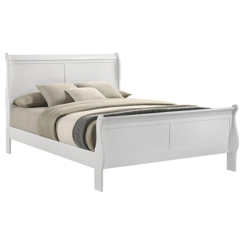Large Picture of Coaster Furniture Louis Philippe 202441KE 47-inch Eastern King Sleigh Panel Bed - White
