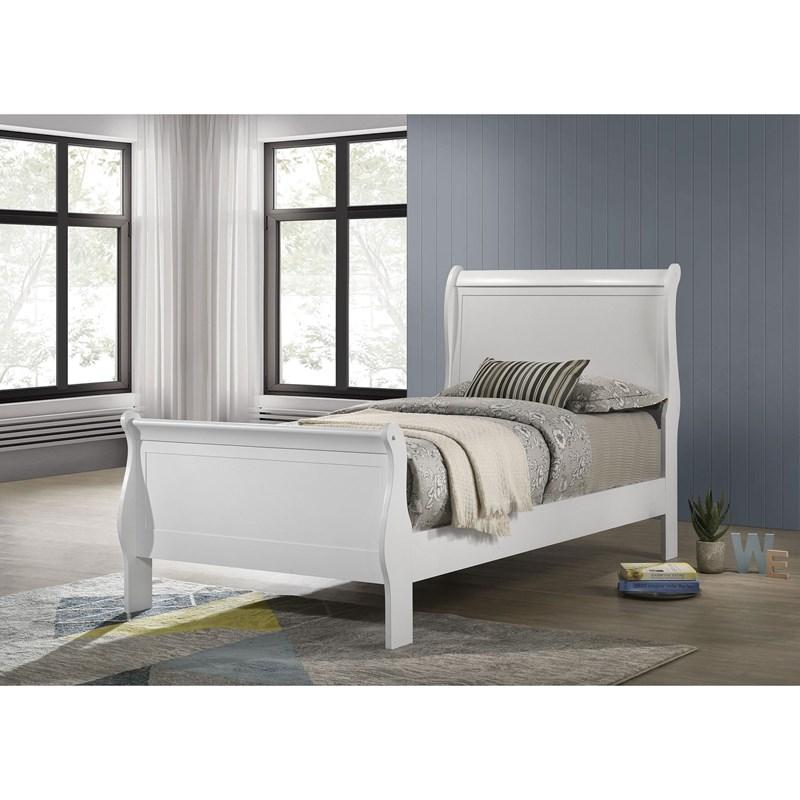 Large Picture of Coaster Furniture Louis Philippe 202441T 47-inch Twin Sleigh Panel Bed - White