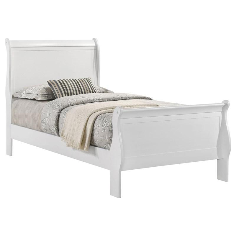 Large Picture of Coaster Furniture Louis Philippe 202441T 47-inch Twin Sleigh Panel Bed - White
