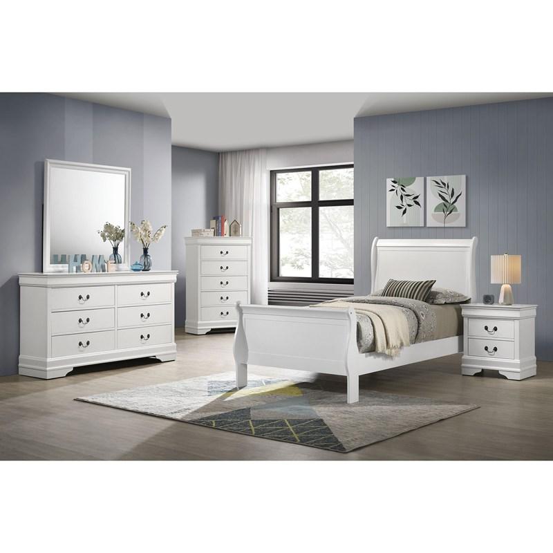 Large Picture of Coaster Furniture Louis Philippe 202441T 47-inch Twin Sleigh Panel Bed - White