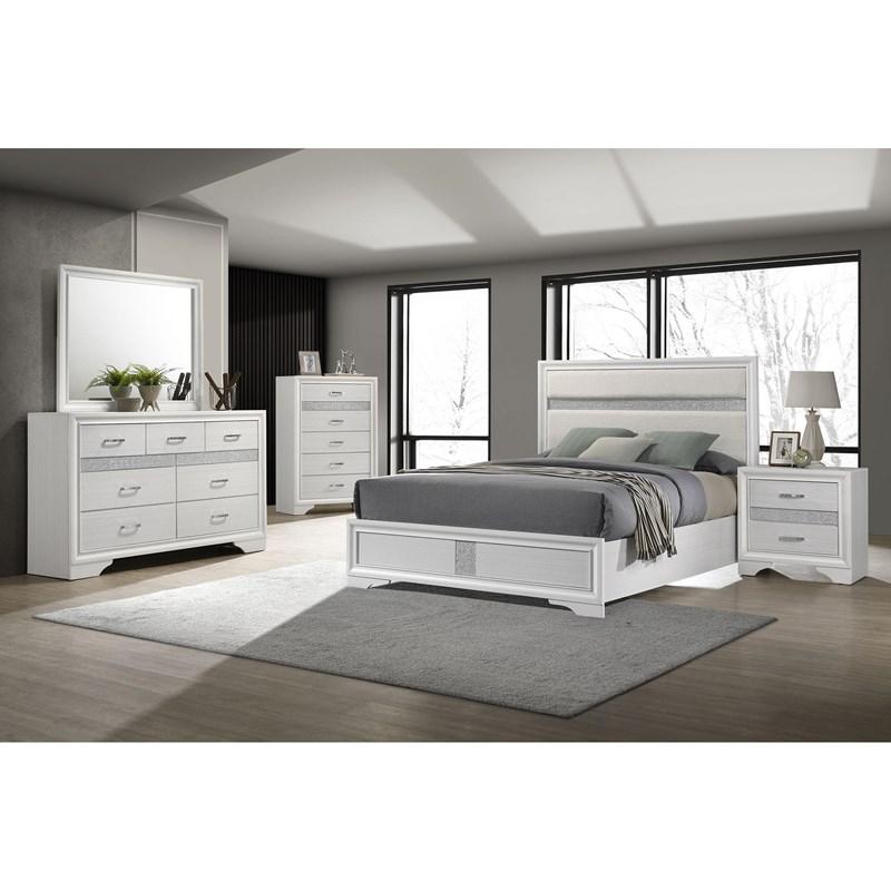 Large Picture of Coaster Furniture Miranda 205110F 54-inch Upholstered Full Panel Bed - White