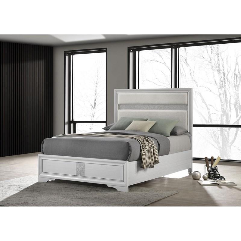 Large Picture of Coaster Furniture Miranda 205110Q 54-inch Upholstered Queen Panel Bed - White