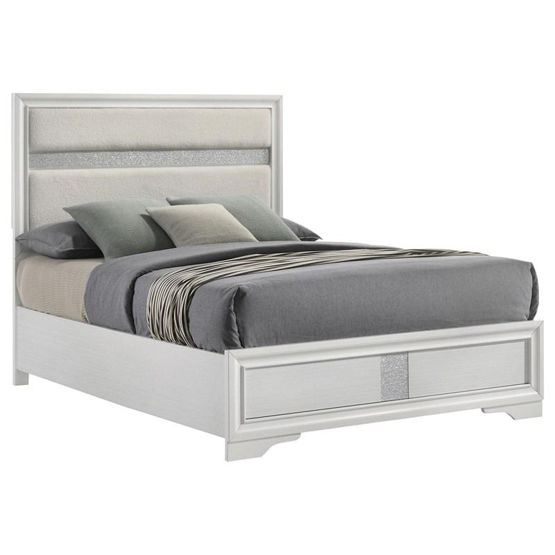 Large Picture of Coaster Furniture Miranda 205110Q 54-inch Upholstered Queen Panel Bed - White