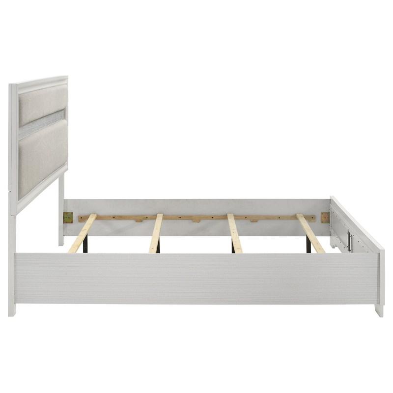 Large Picture of Coaster Furniture Miranda 205110KE 54-inch Upholstered Eastern King Panel Bed - White