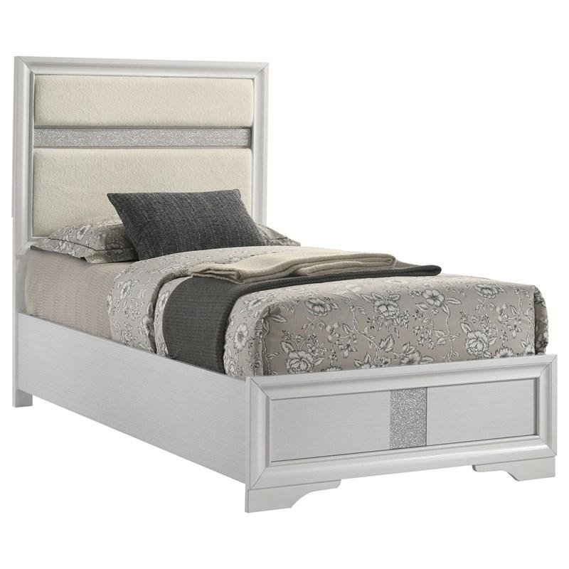 Large Picture of Coaster Furniture Miranda 205110T 54-inch Upholstered Twin Panel Bed - White