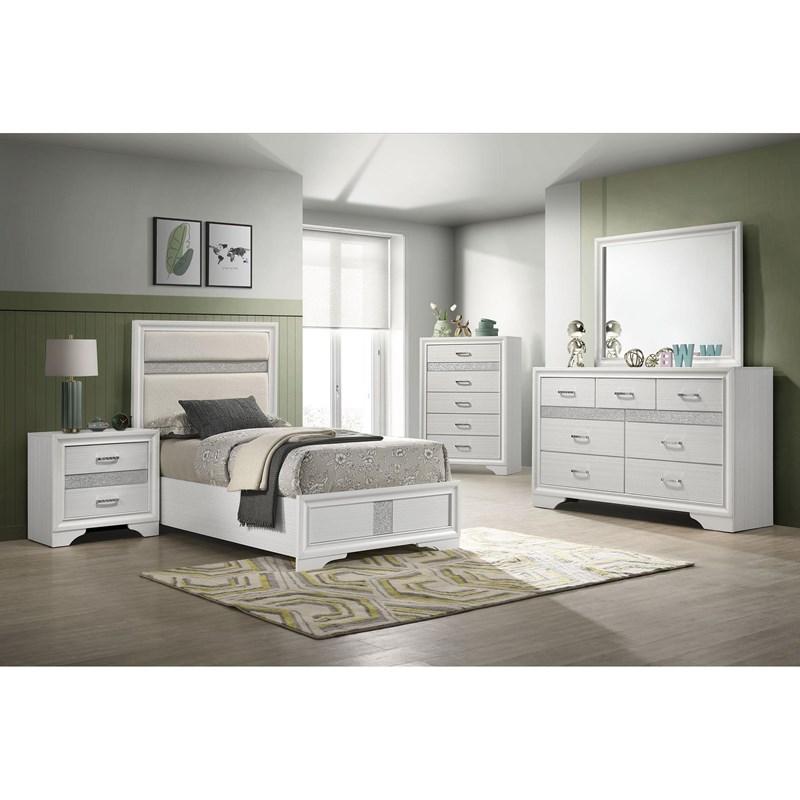 Large Picture of Coaster Furniture Miranda 205110T 54-inch Upholstered Twin Panel Bed - White