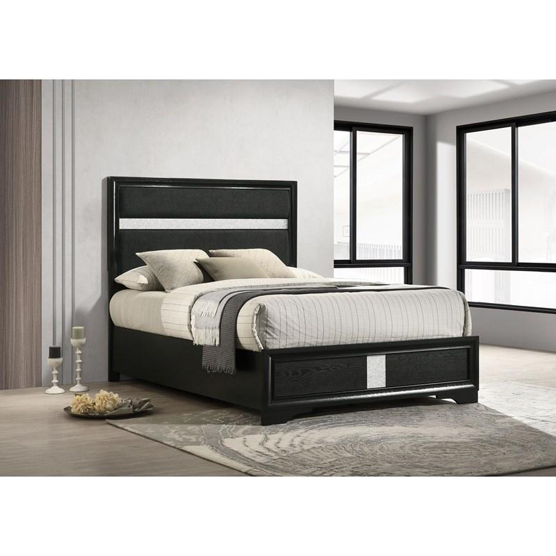 Large Picture of Coaster Furniture Miranda 206360F 54-inch Upholstered Full Panel Bed - Black