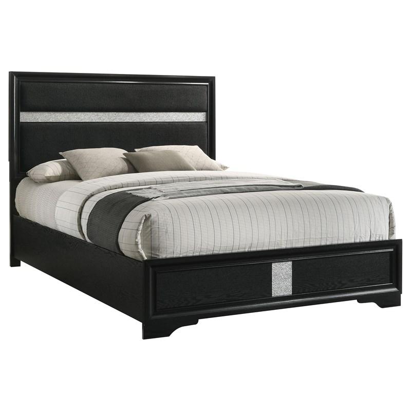 Large Picture of Coaster Furniture Miranda 206360KE 54-inch Upholstered Eastern King Panel Bed - Black