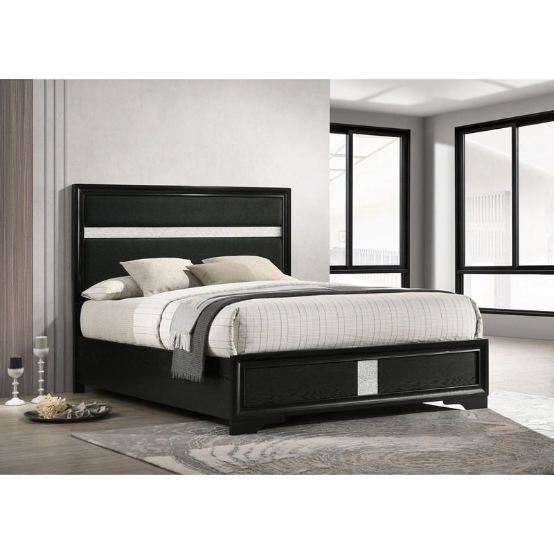 Large Picture of Coaster Furniture Miranda 206360Q 54-inch Upholstered Queen Panel Bed - Black
