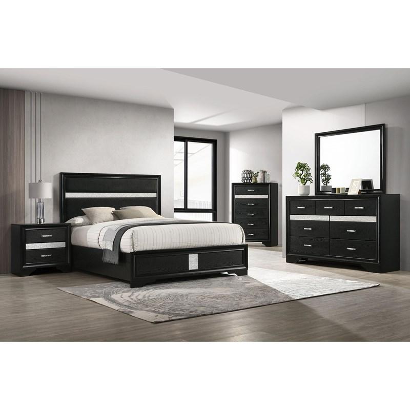 Large Picture of Coaster Furniture Miranda 206360Q 54-inch Upholstered Queen Panel Bed - Black