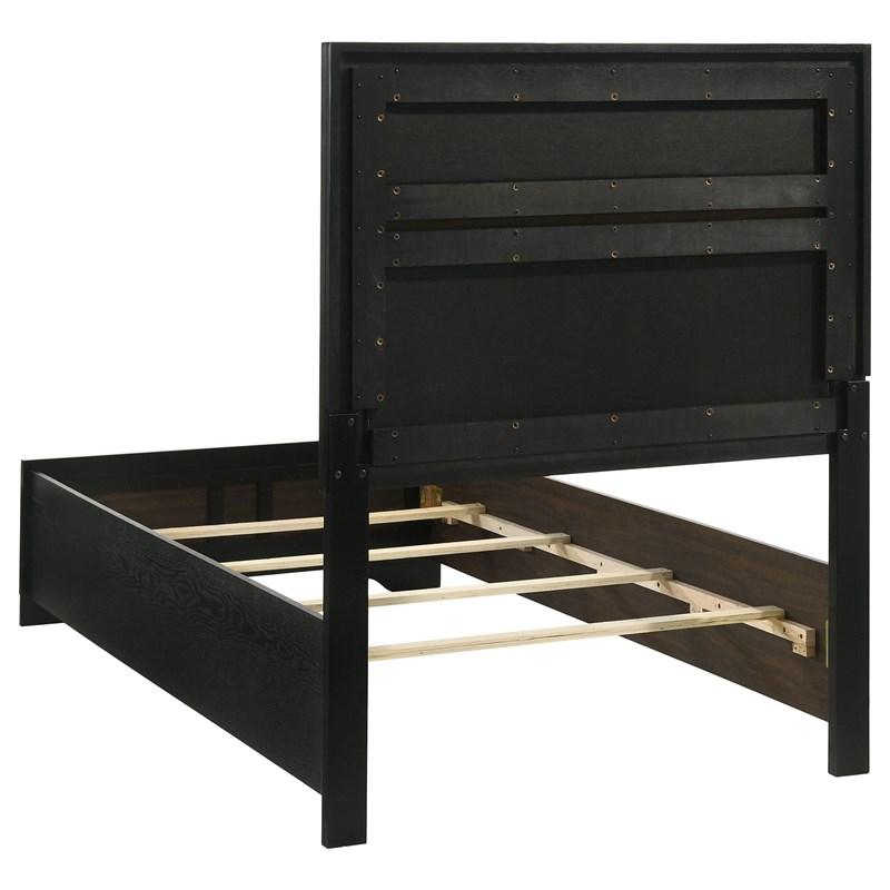 Large Picture of Coaster Furniture Miranda 206360T 54-inch Upholstered Twin Panel Bed - Black