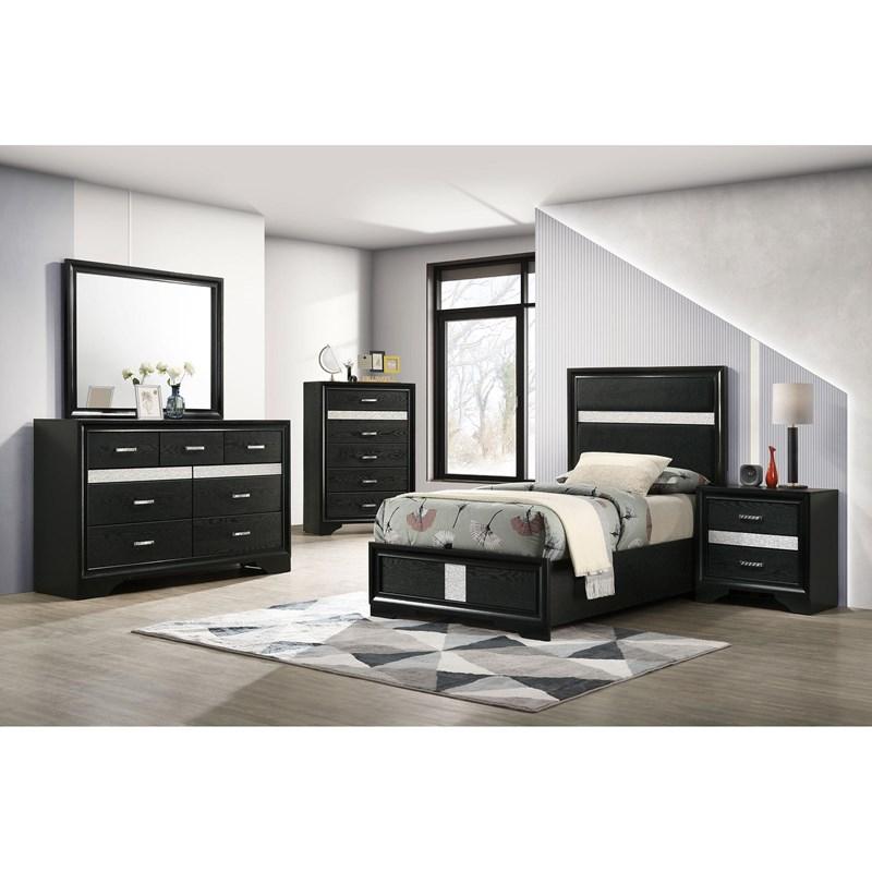 Large Picture of Coaster Furniture Miranda 206360T 54-inch Upholstered Twin Panel Bed - Black