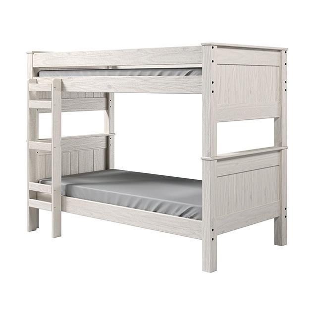 Large Picture of Furniture of America Albani AM-BK302WH Twin/Twin Post Bunkbed