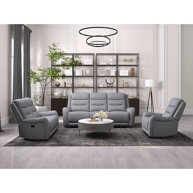 Large Picture of Furniture of America Matthias CM9987GY-LV-M Manual Recliner Loveseat w/ Console