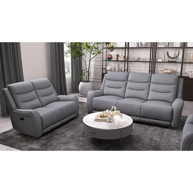 Large Picture of Furniture of America Matthias CM9987GY-LV-M Manual Recliner Loveseat w/ Console