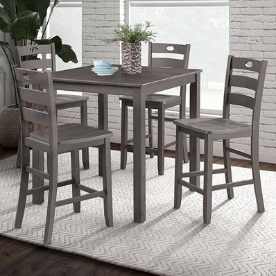 Furniture of America Lubbock FM3419GY-PT-5PK 6 pc Counter Height Table Set